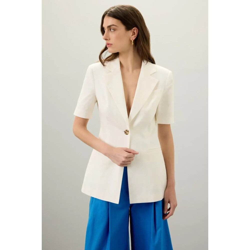 Eudon Choi Linen Short Sleeve White Blazer – Women’s Size 8
